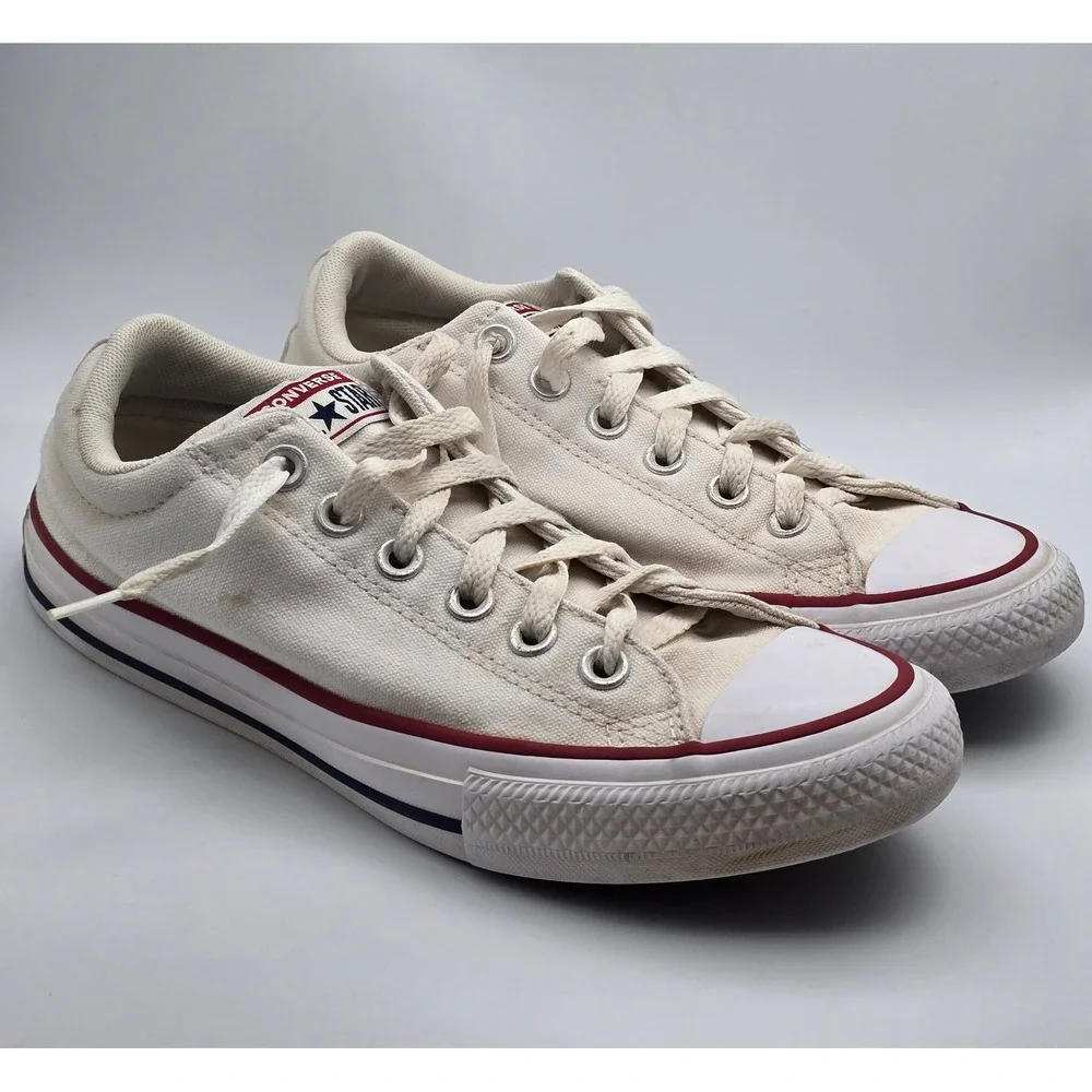Converse All Star Madison Low Top Kids White Sneakers 4.5Y Distressed‎ Classic